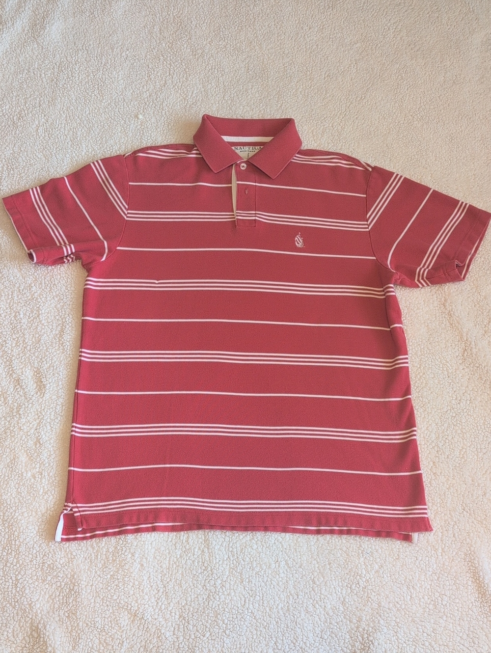 Nautica Heritage Men's Polo Short Sleeve Coral Size Medium